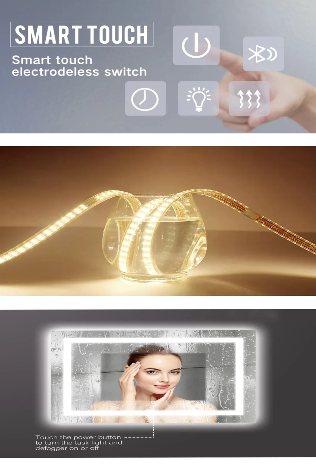 Irregular Anti-Fog Smart LED Mirrors with Bluetooth Made in China