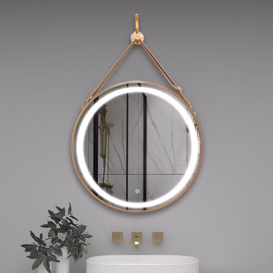 Popular Simple Waterproof Bathroom Luxury LED Illuminated Makeup Round Floor Smart Mirror