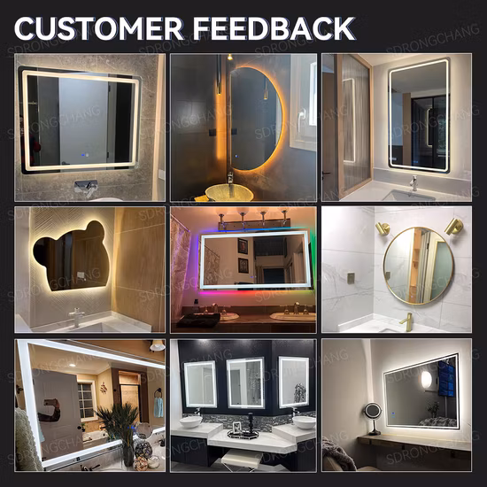 Factory Custom Size Rectangle Salon Mirror Light Vanity Mirror Bathroom Wall Mounted Light Wholesale Decorative Smart Bath LED Mirror