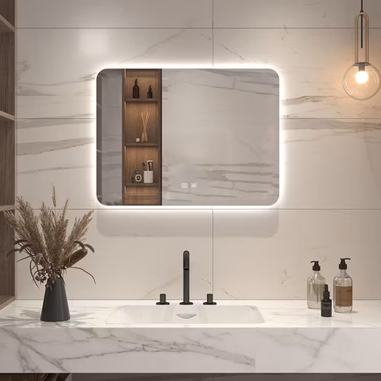 Factory Wall Home Decor Decoration Salon Furniture Make up Cosmetic Smart Vanity Bathroom Lighted Illuminated Backlit LED Mirror with Lights Defogger Bluetooth
