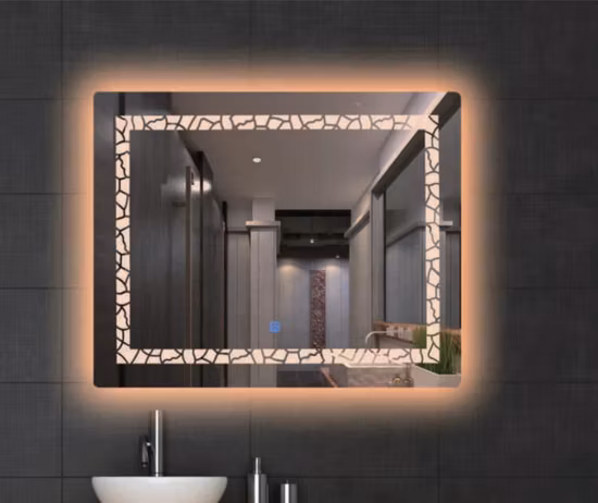 Antique Silver Defogger Touch Sensor Mirror Factory Wholesale LED Bathroom Glass Mirror